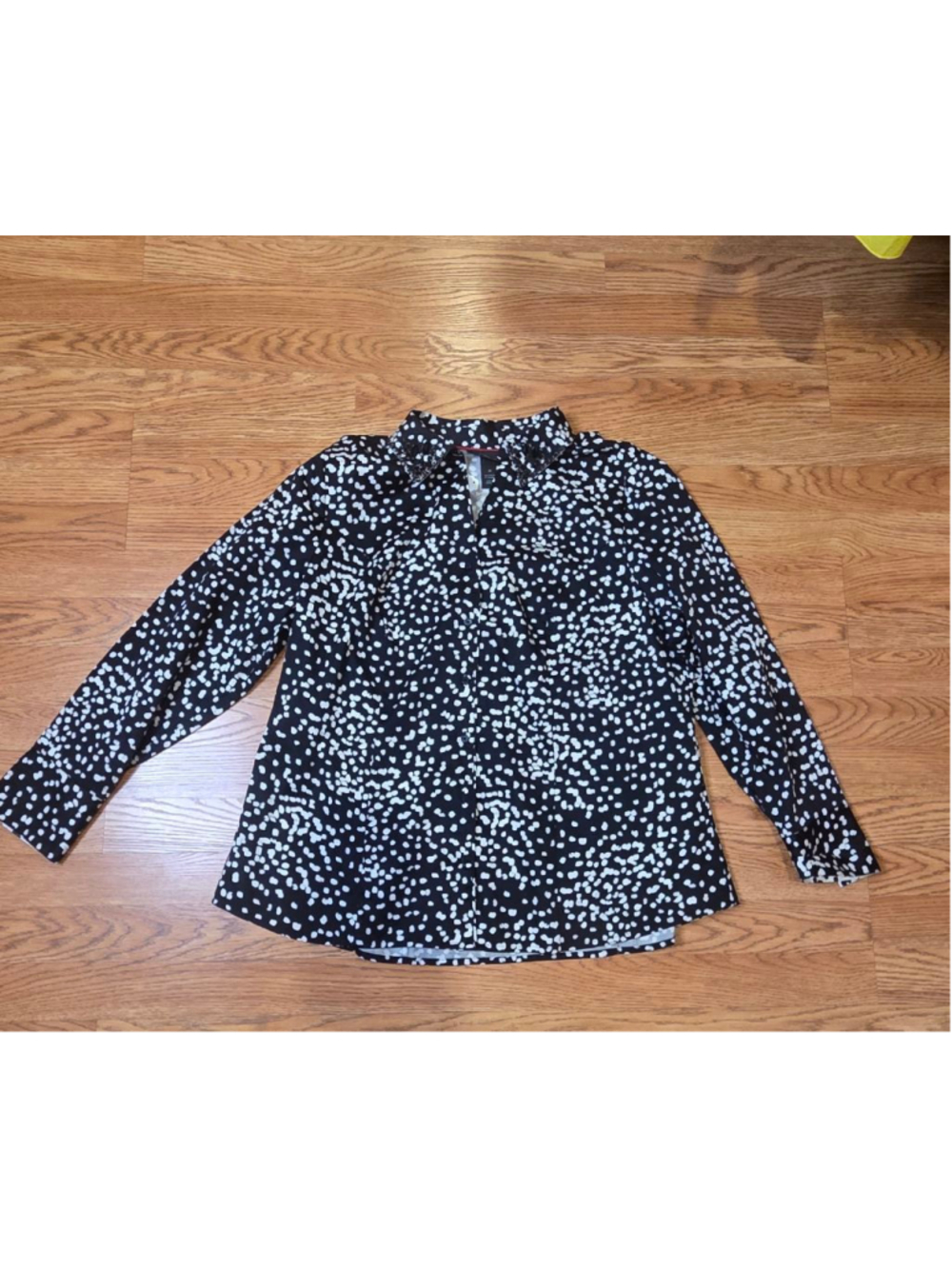 Lane Bryant Button Down Shirt Black White Polka Dot Size 20